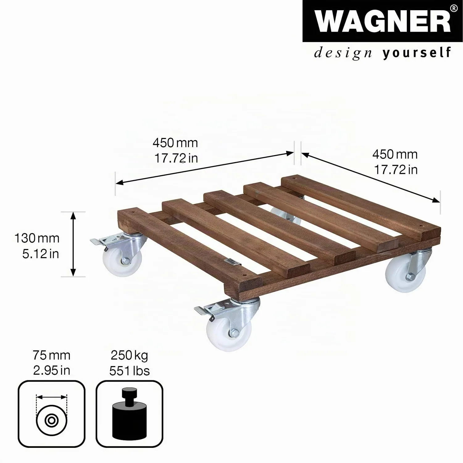 Wagner Paletti Big 20087001 carrello piante 45x45 cm 250 kg
