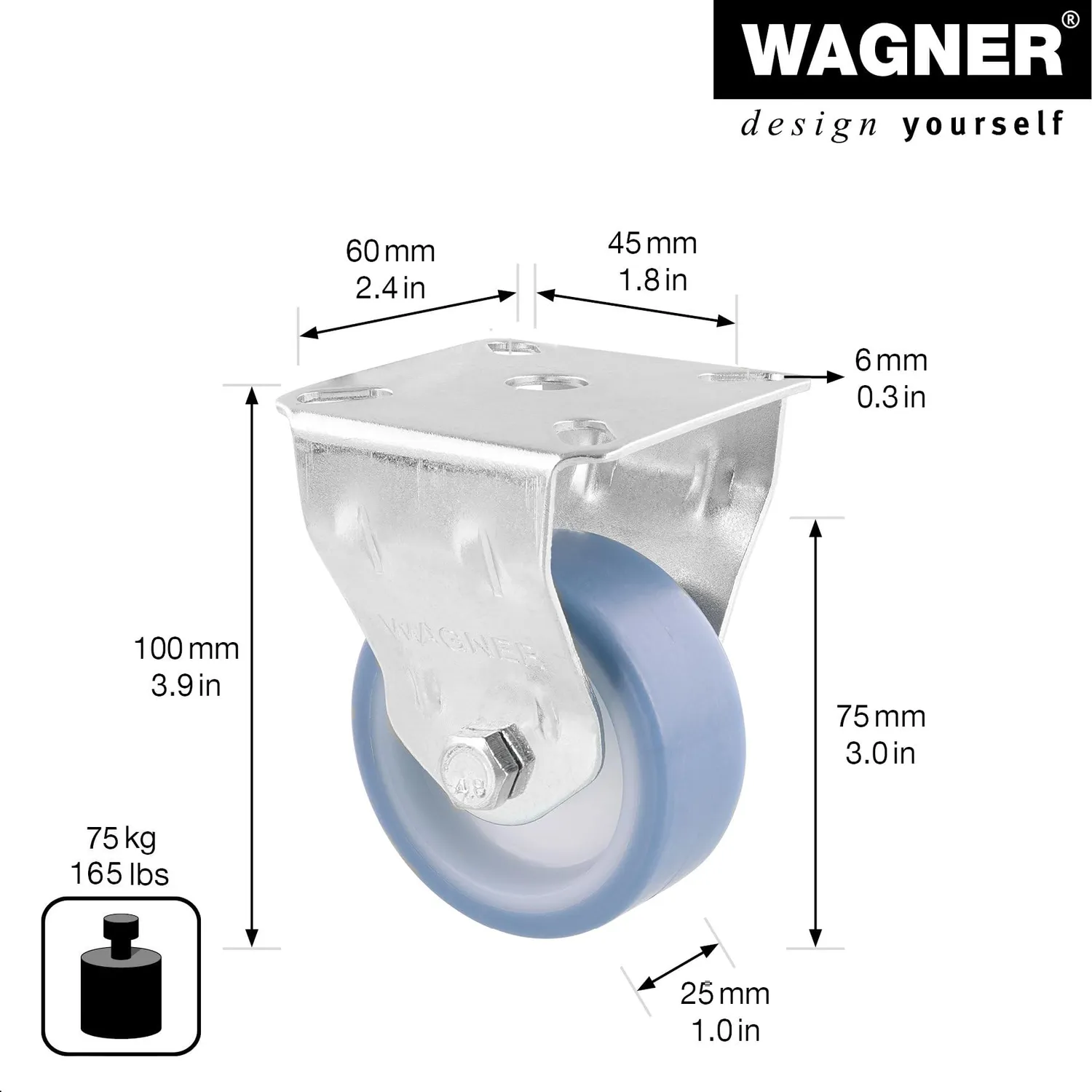 Wagner Deluxe RO 7776 rotella fissa Ø 75 mm blu 1 pz parquet