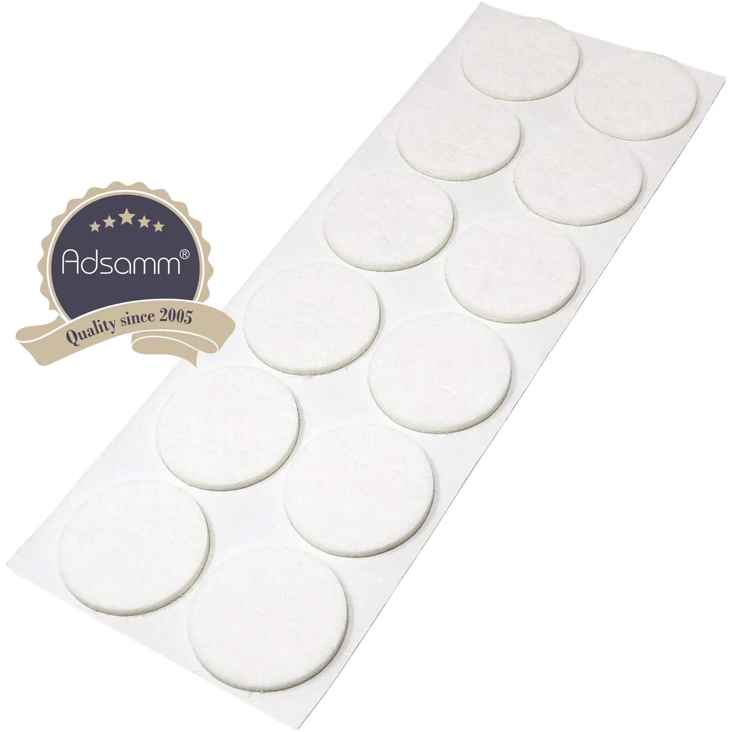 Adsamm feltrini autoadesivi bianchi tondi Ø40 mm 12 pezzi 3,5 mm