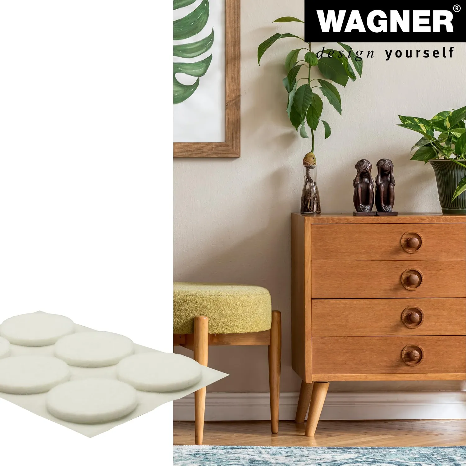 Wagner 15122699 feltrini adesivi bianchi 24 pezzi 26 mm
