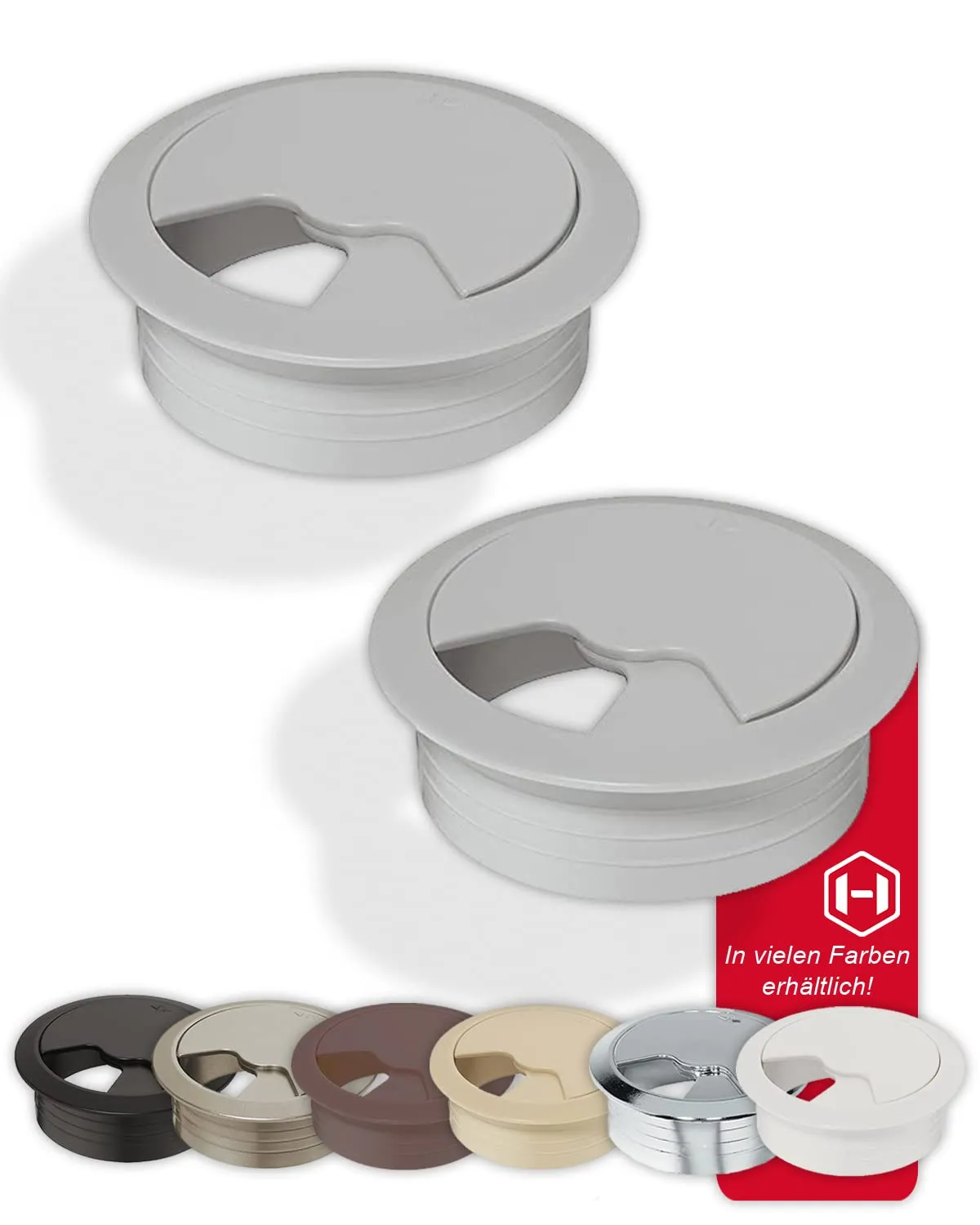 Gedotec Passacavo Scrivania 60 mm Nero Opaco 10 pz ABS