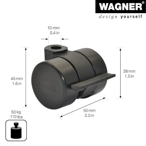 Wagner Design 01004301 rotella mobili nera 1 pz portata 80 kg