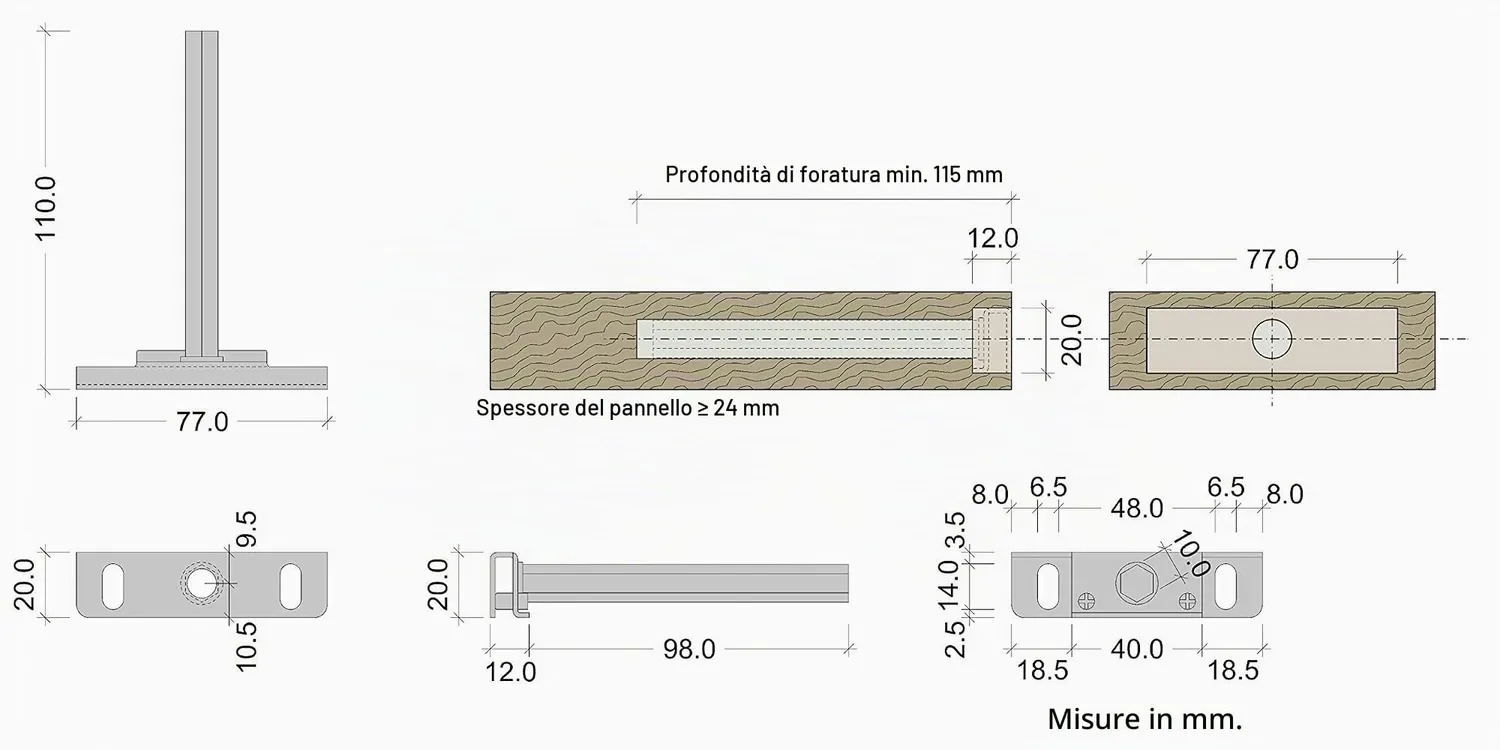 Gedotec Clever reggimensola invisibile 2 pezzi acciaio 30 kg