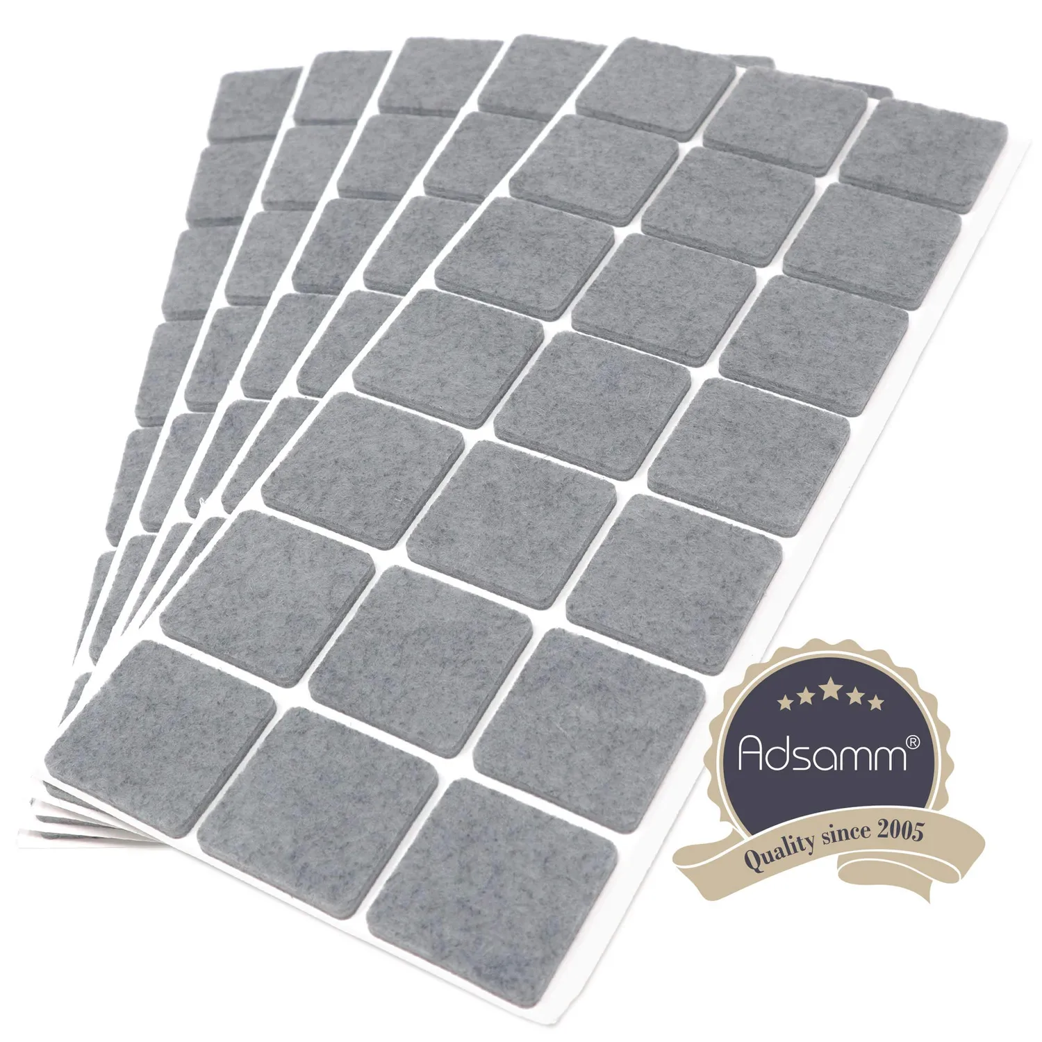 Adsamm Feltrini Autoadesivi Quadrati 30x30 mm Grigi 105 Pezzi