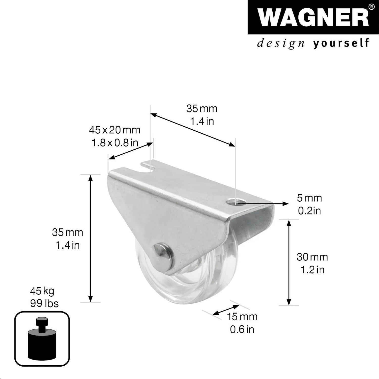Wagner Design RO 0556 rotella fissa trasparente 30 mm 1 pz