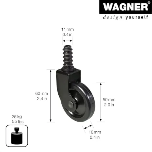 Wagner 01908501 rotella carrello tè Ø 50 mm nera 25 kg