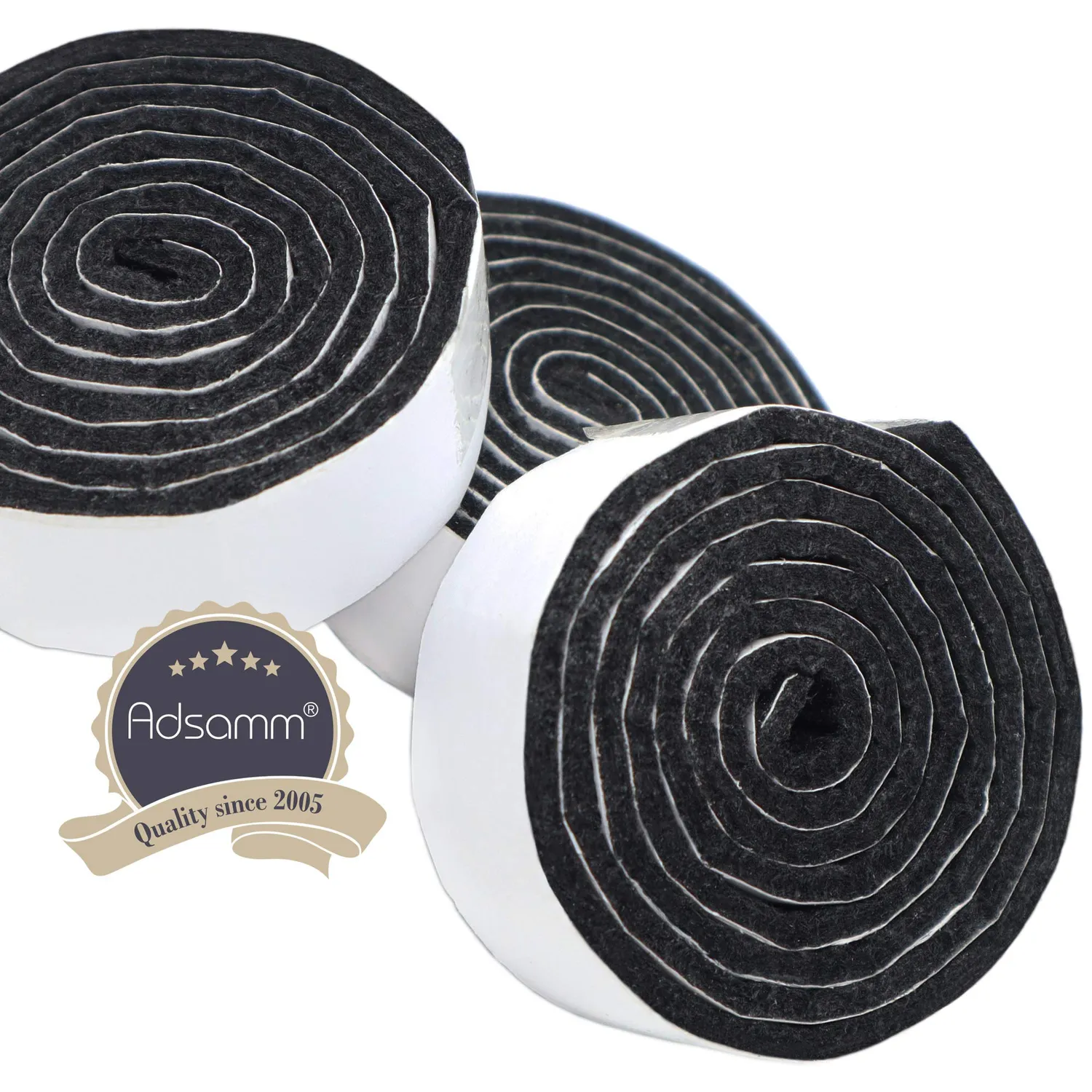 Adsamm rotoli feltro autoadesivo 24x1000 mm neri 3 pezzi 3,5 mm