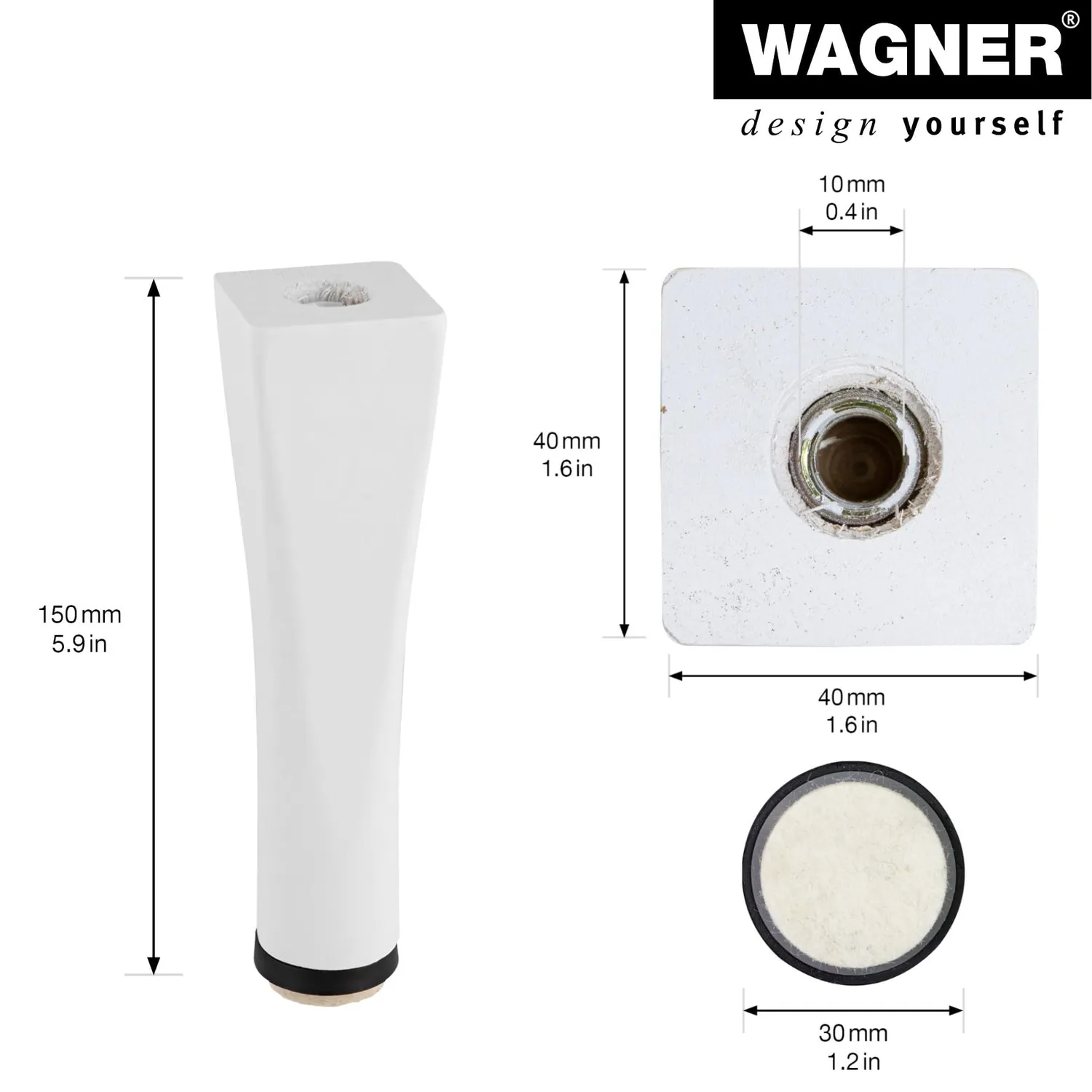 Wagner Design ST 7242 gamba mobile legno pino 150 mm