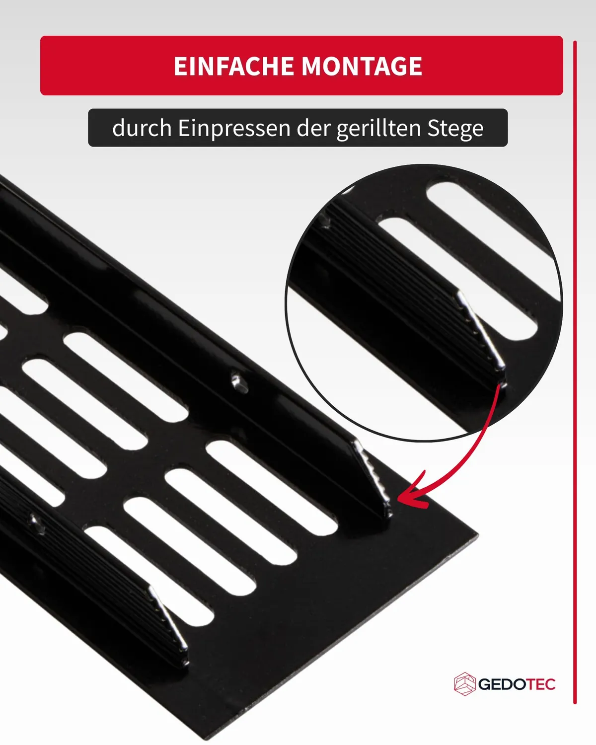 Gedotec Griglia Ventilazione 300x60 Nero Opaco Alluminio