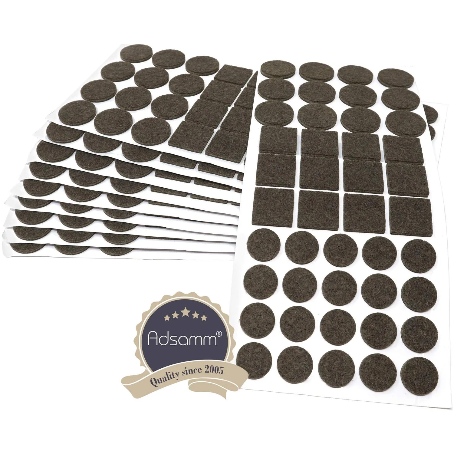 Adsamm 440 feltrini autoadesivi marroni assortiti 3,5 mm