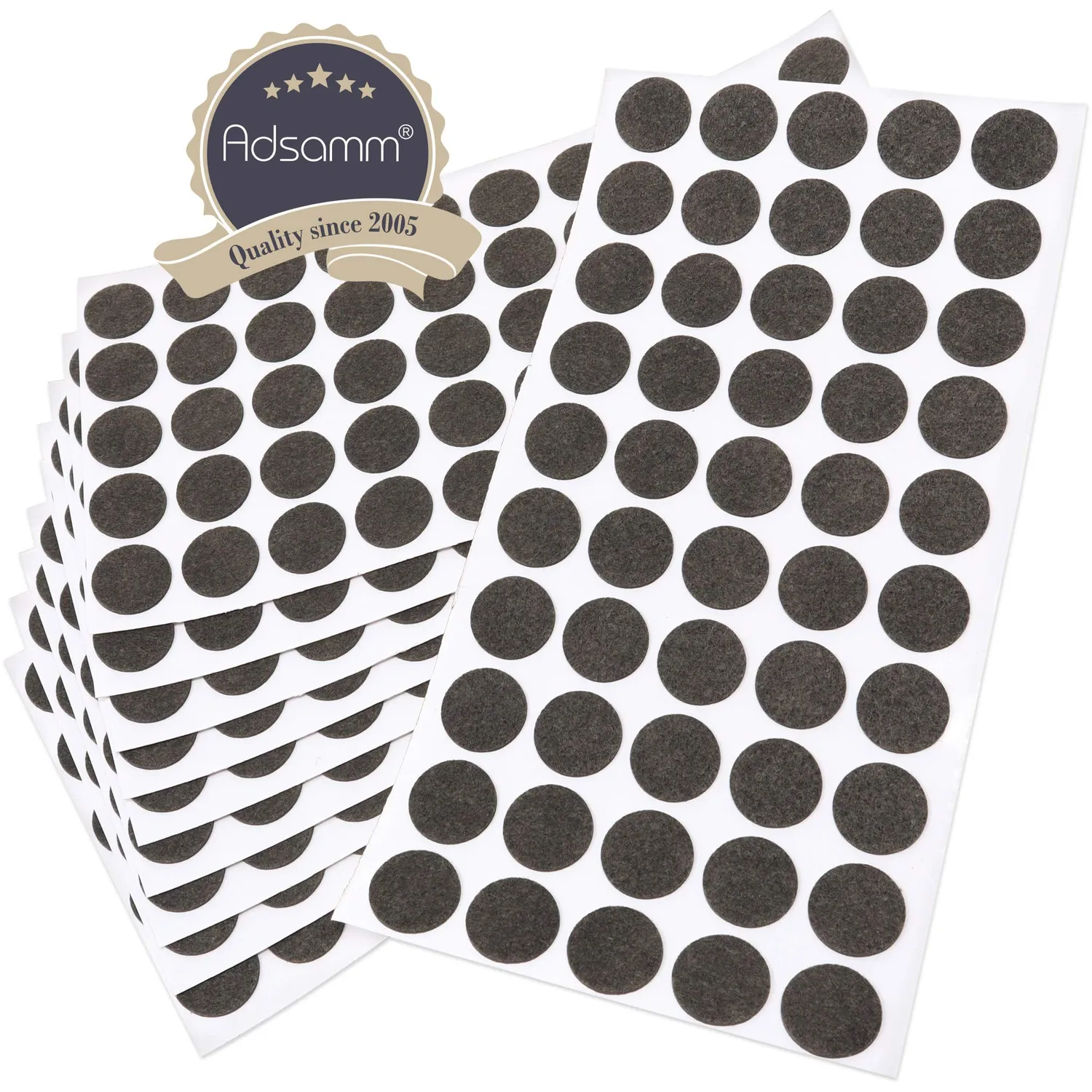 Adsamm 20x20 mm feltrini autoadesivi marrone 500 pezzi ultrasottili
