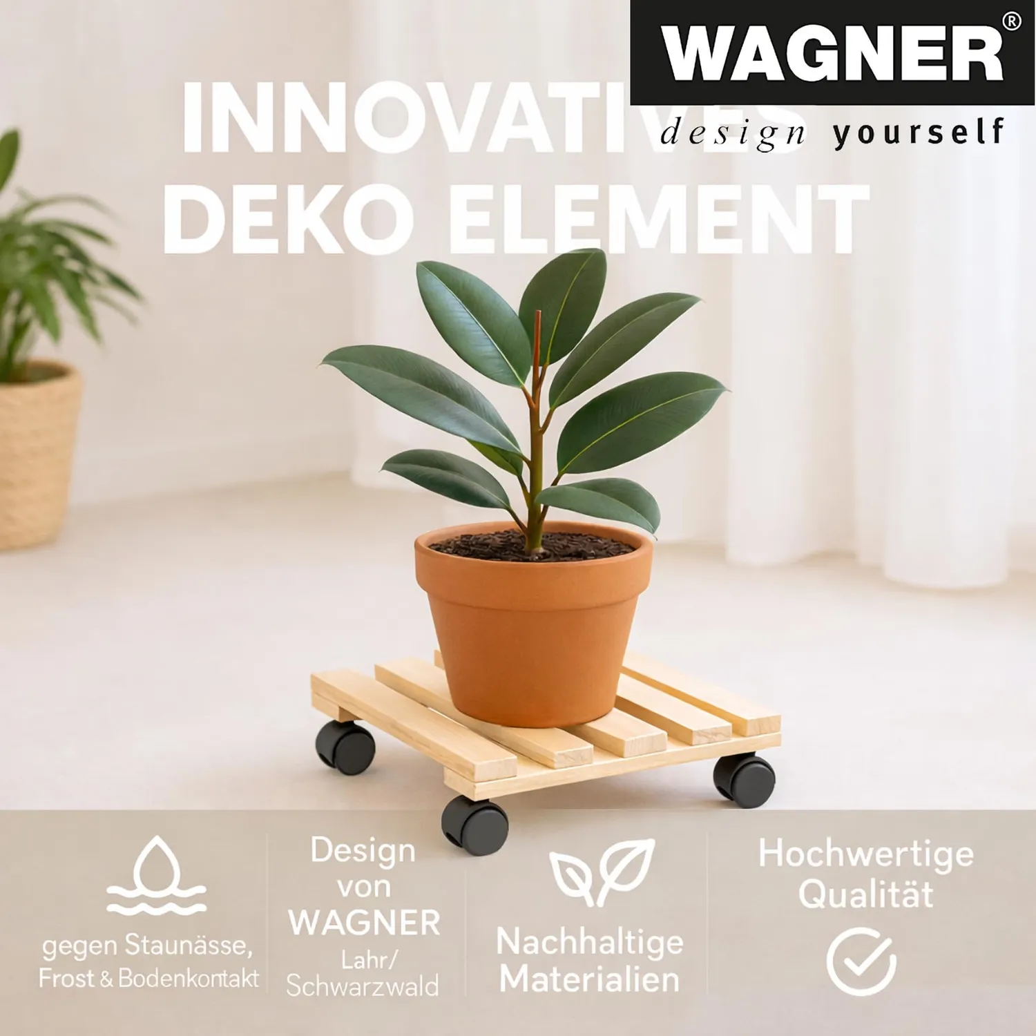 Wagner Paletti Sottovaso con Ruote 35x35 Legno 100 Kg