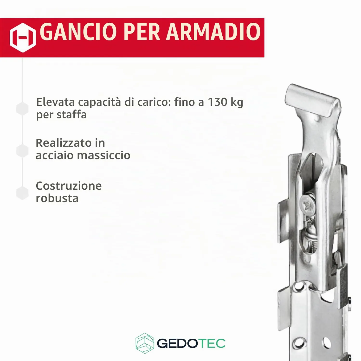 Gedotec H2193 attacchi pensile scomparsa 65kg 1 paio metallo