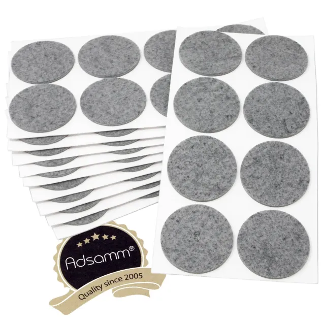Adsamm Feltrini Autoadesivi Ø 60 mm Grigio 80 Pezzi Sintetici