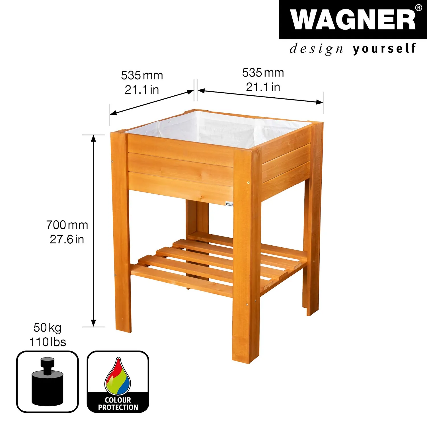 Wagner GreenBOX Light aiuola rialzata 53,5x53,5x70 cm castagno