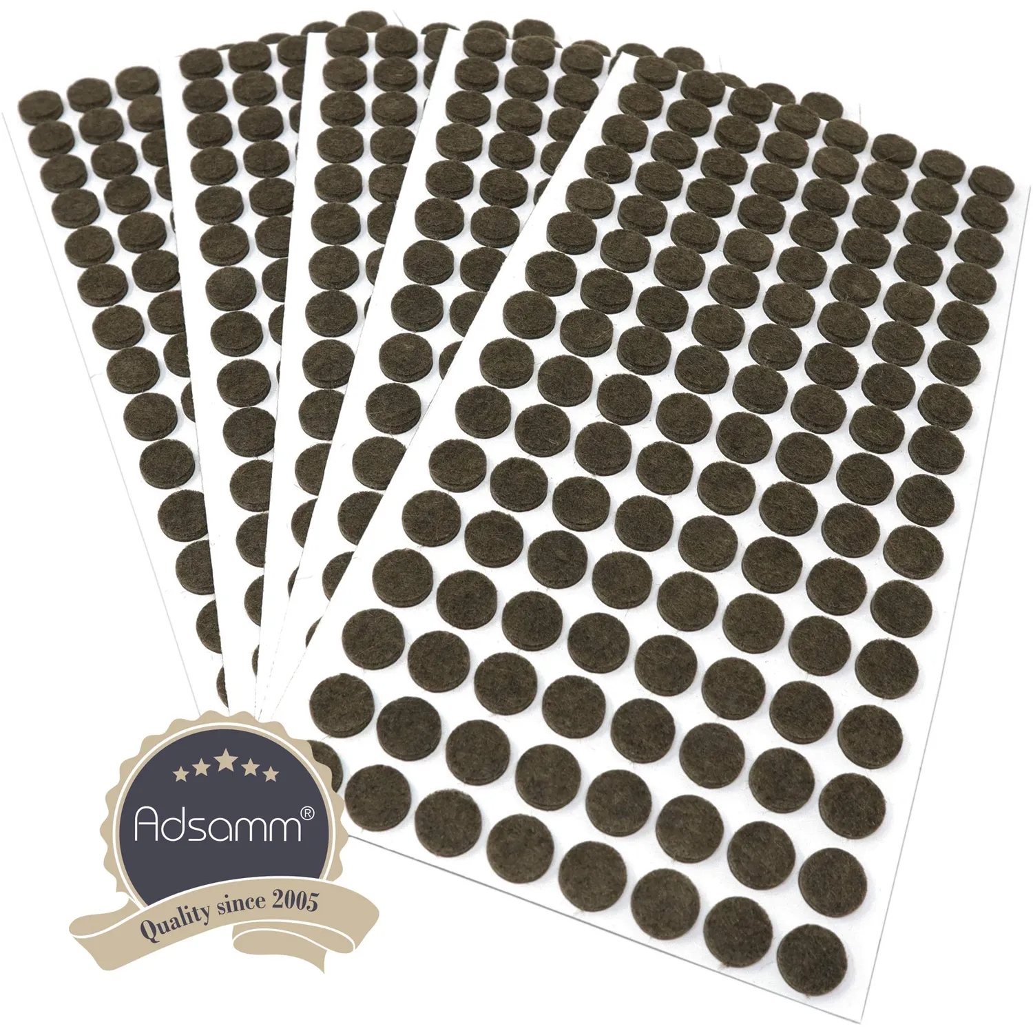 Adsamm Feltrini Autoadesivi Ø12 mm Marroni 640 Pezzi Sottili