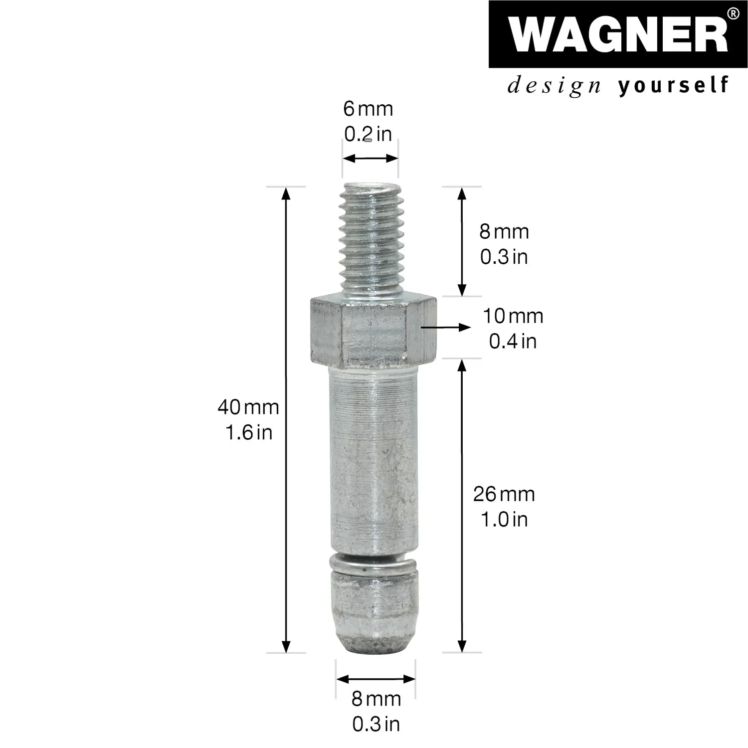 Wagner RO 0091 vite filettata M6x8 2 pz acciaio zincato