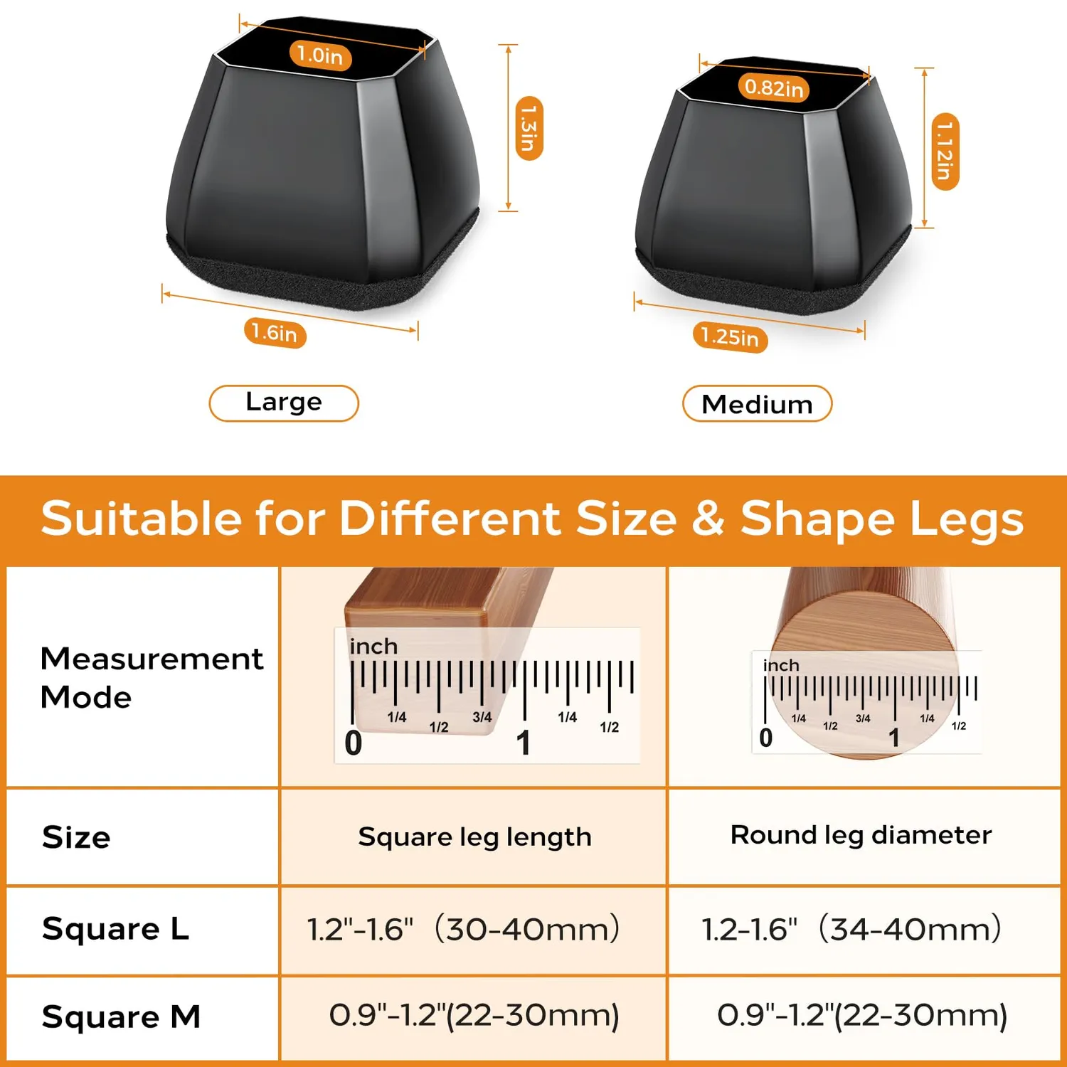 Meldel feltrini sedie neri silicone 24 pezzi