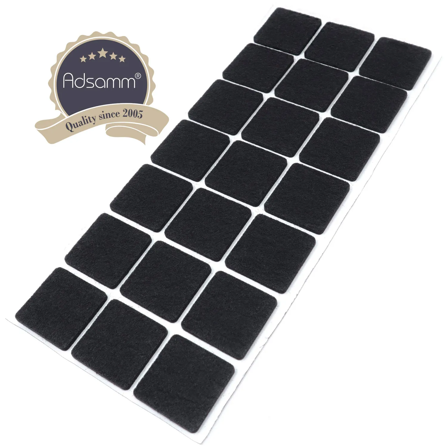 Adsamm feltrini autoadesivi quadrati neri 30x30 mm 21 pezzi