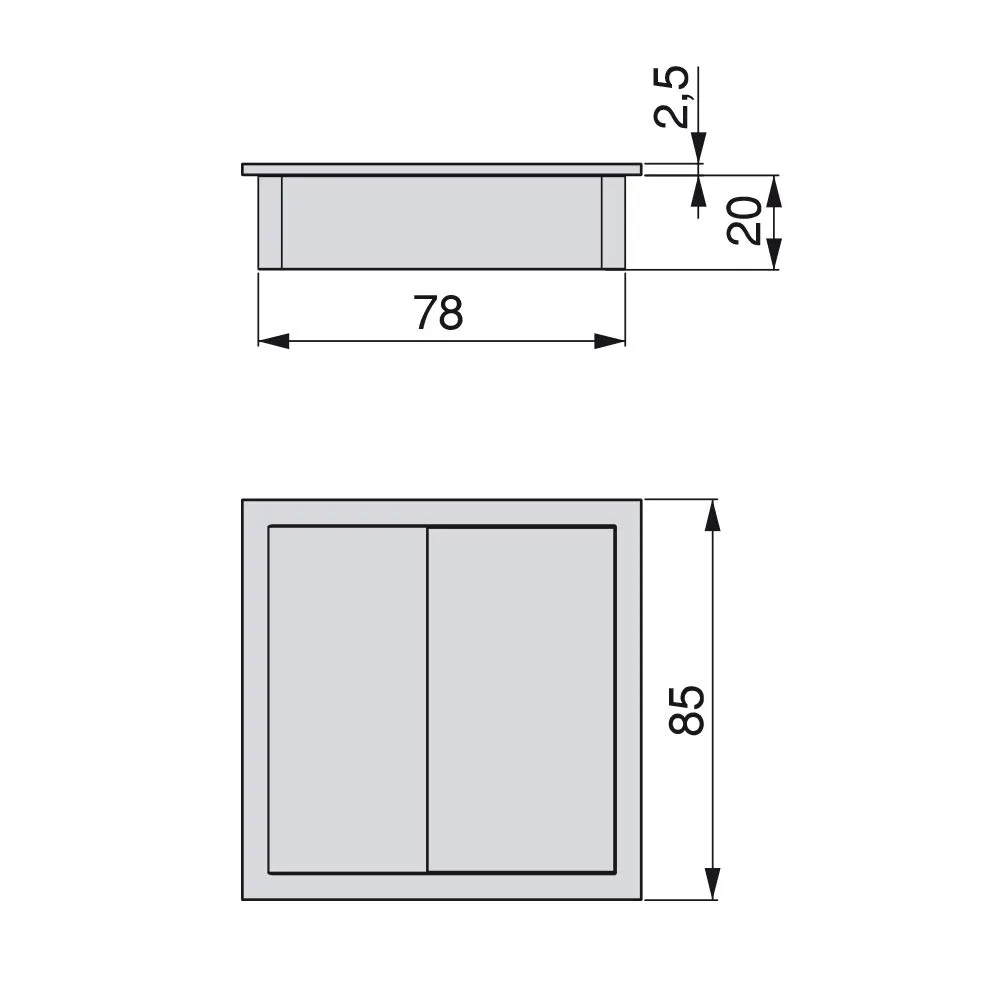 Emuca passacavi quadrato 85x85 incasso bianco plastica