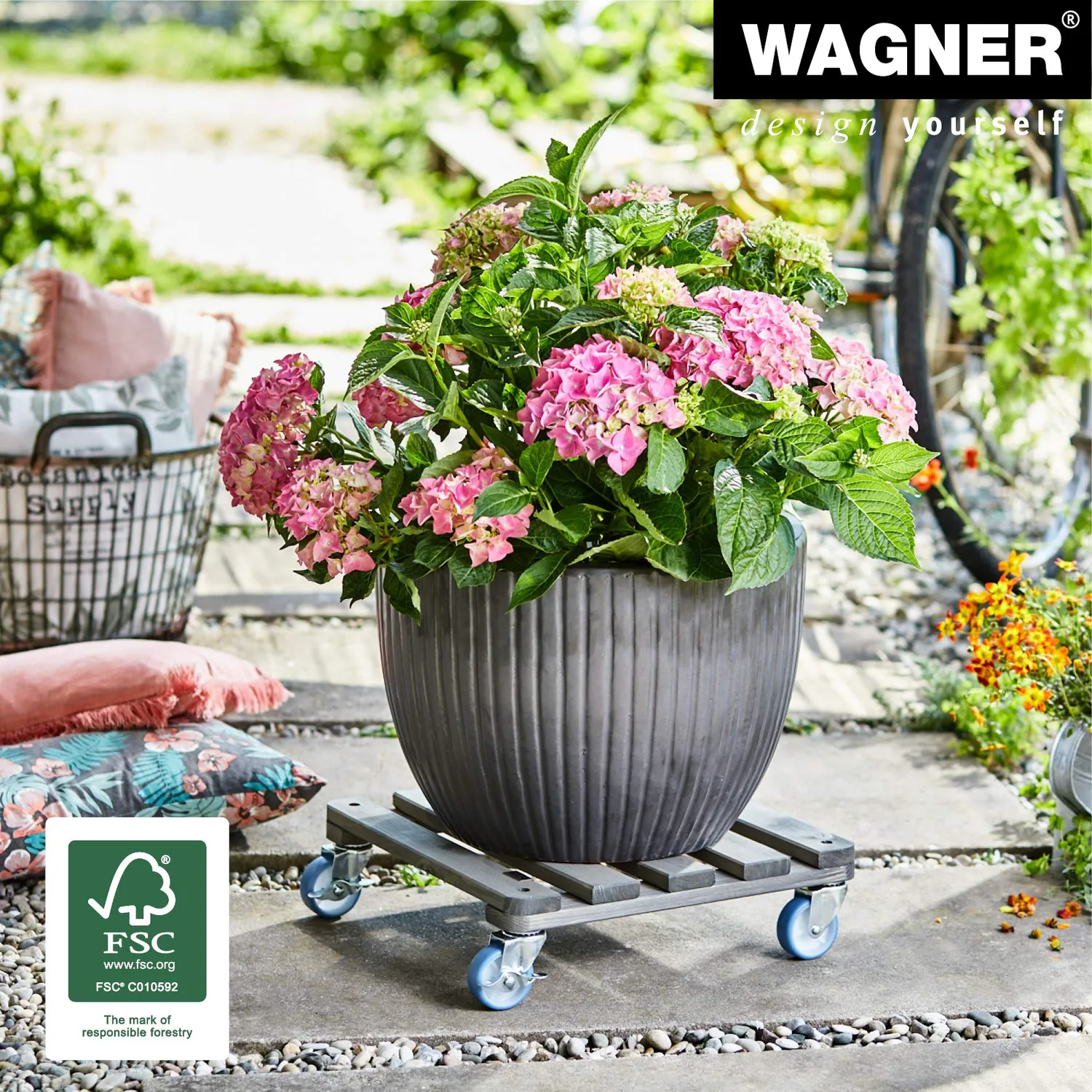 Wagner Vintage Carrello Piante 40x40 cm Grigio 200 kg