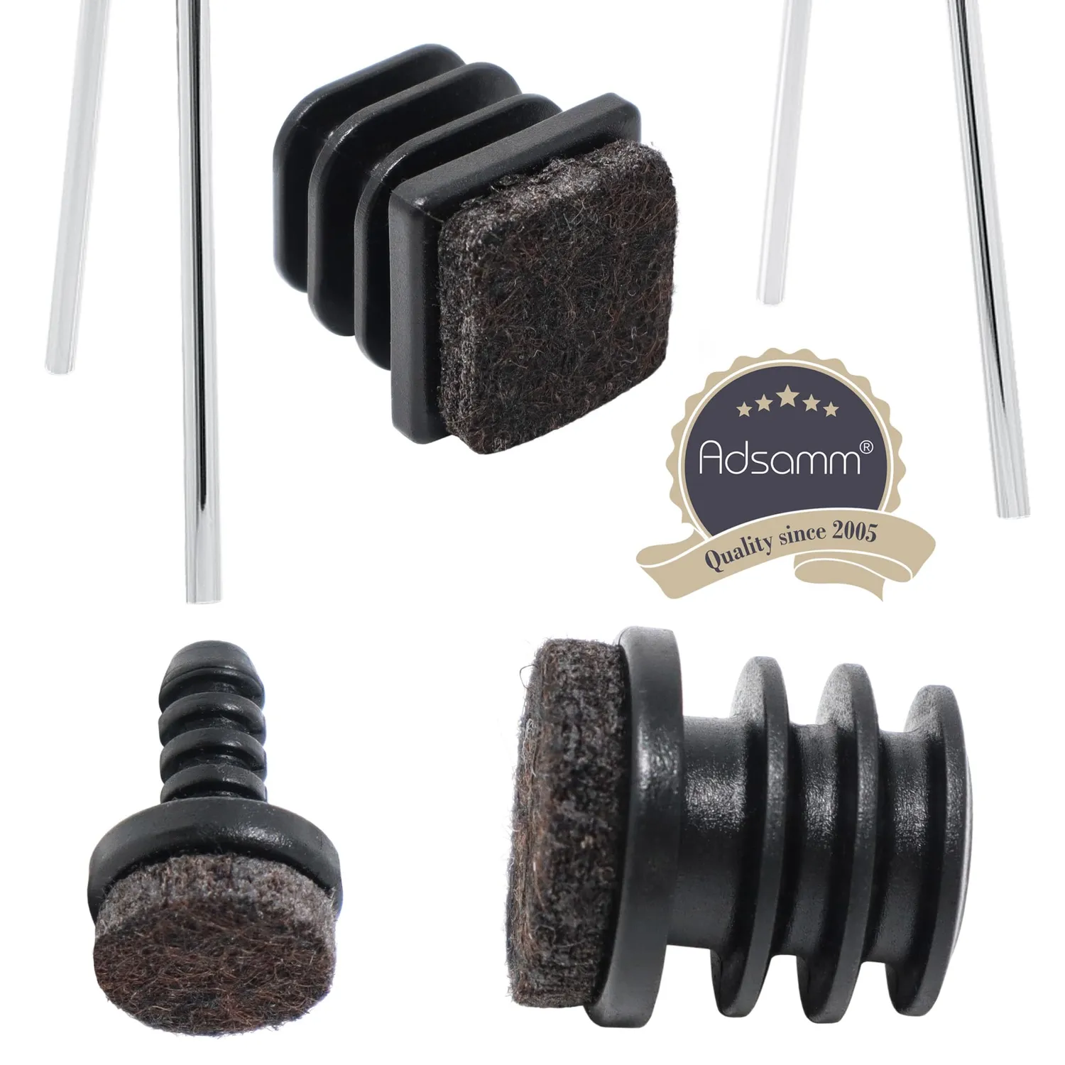 Adsamm puntali quadrati 16-18 mm 100 pezzi con feltro nero