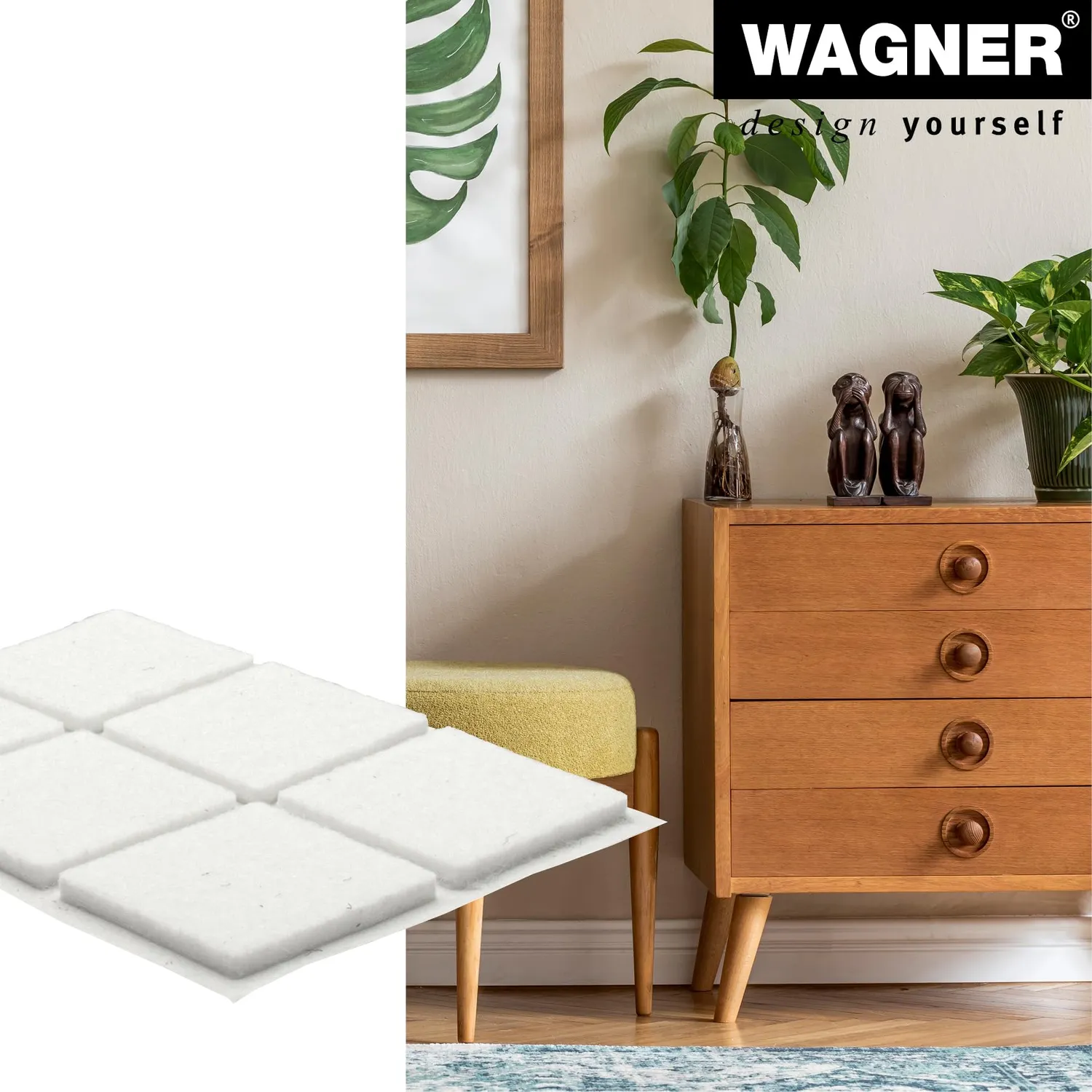 Wagner 15173099 EH 1730 feltrini adesivi quadrati bianchi 12 pezzi