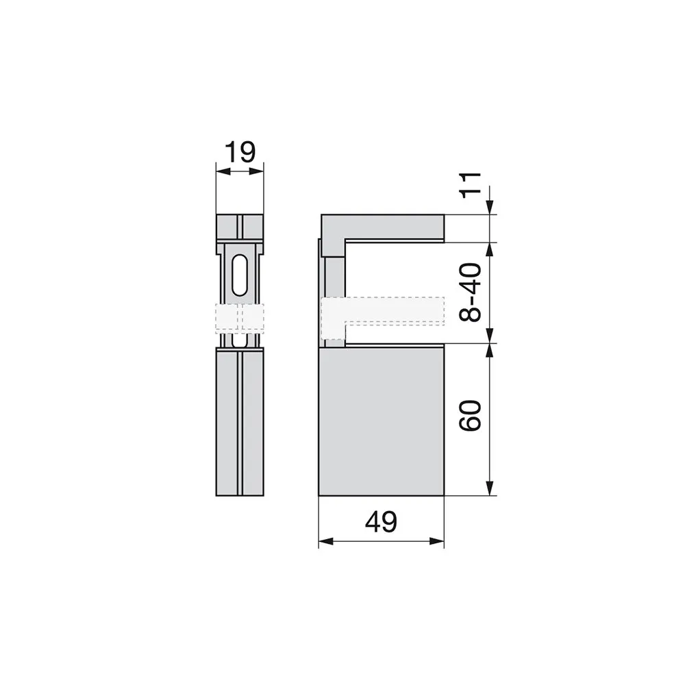 Emuca Zipp-2 reggimensola legno vetro 8-40 mm alluminio 2 pezzi