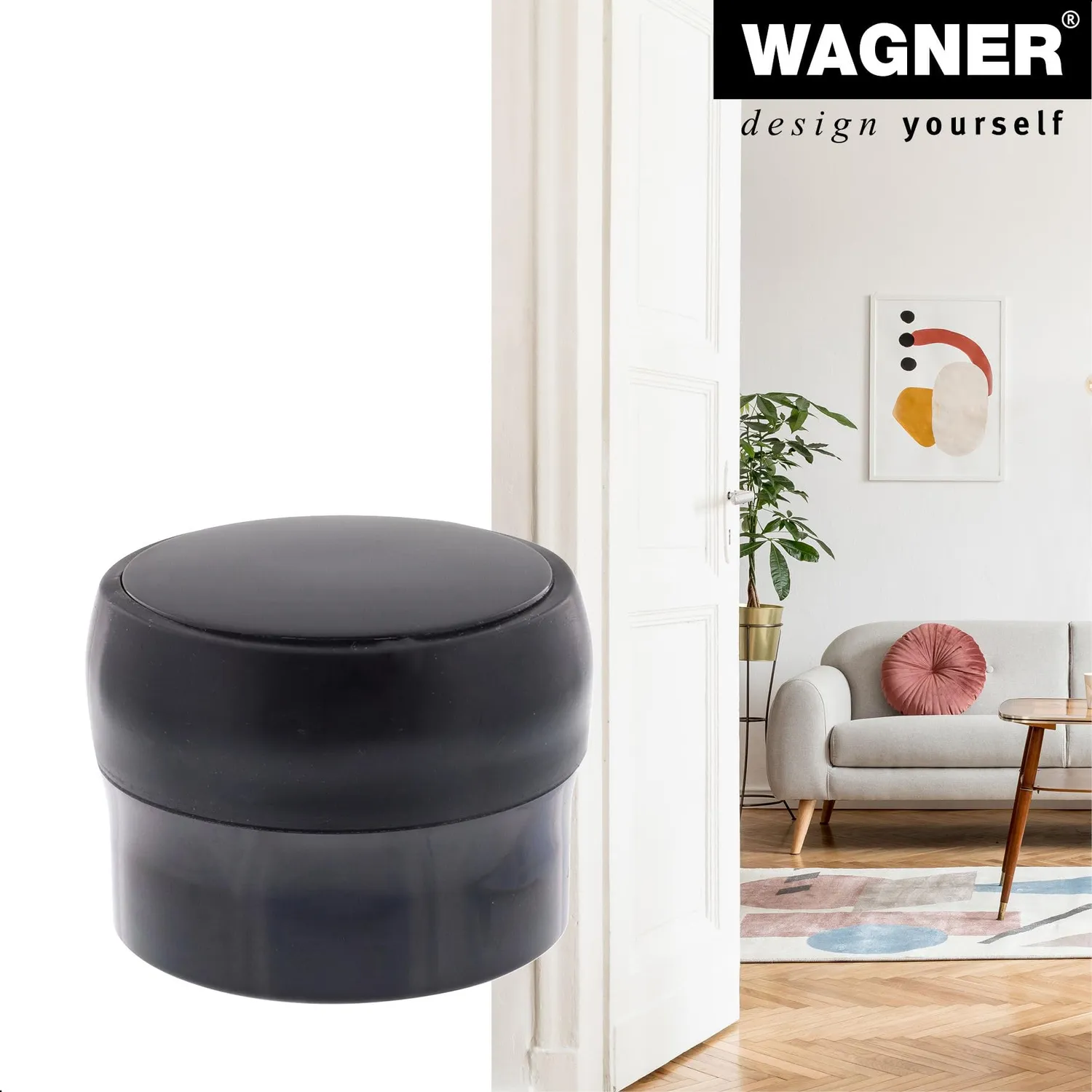 Wagner Black Deluxe fermaporta pavimento Ø40x30mm nero lucido