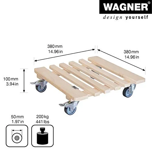 Wagner Piano Carrello Piante 38x38 cm Faggio Portata 200 kg