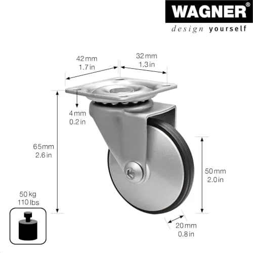 Wagner RO 1353 rotella girevole morbida alluminio 1 pz