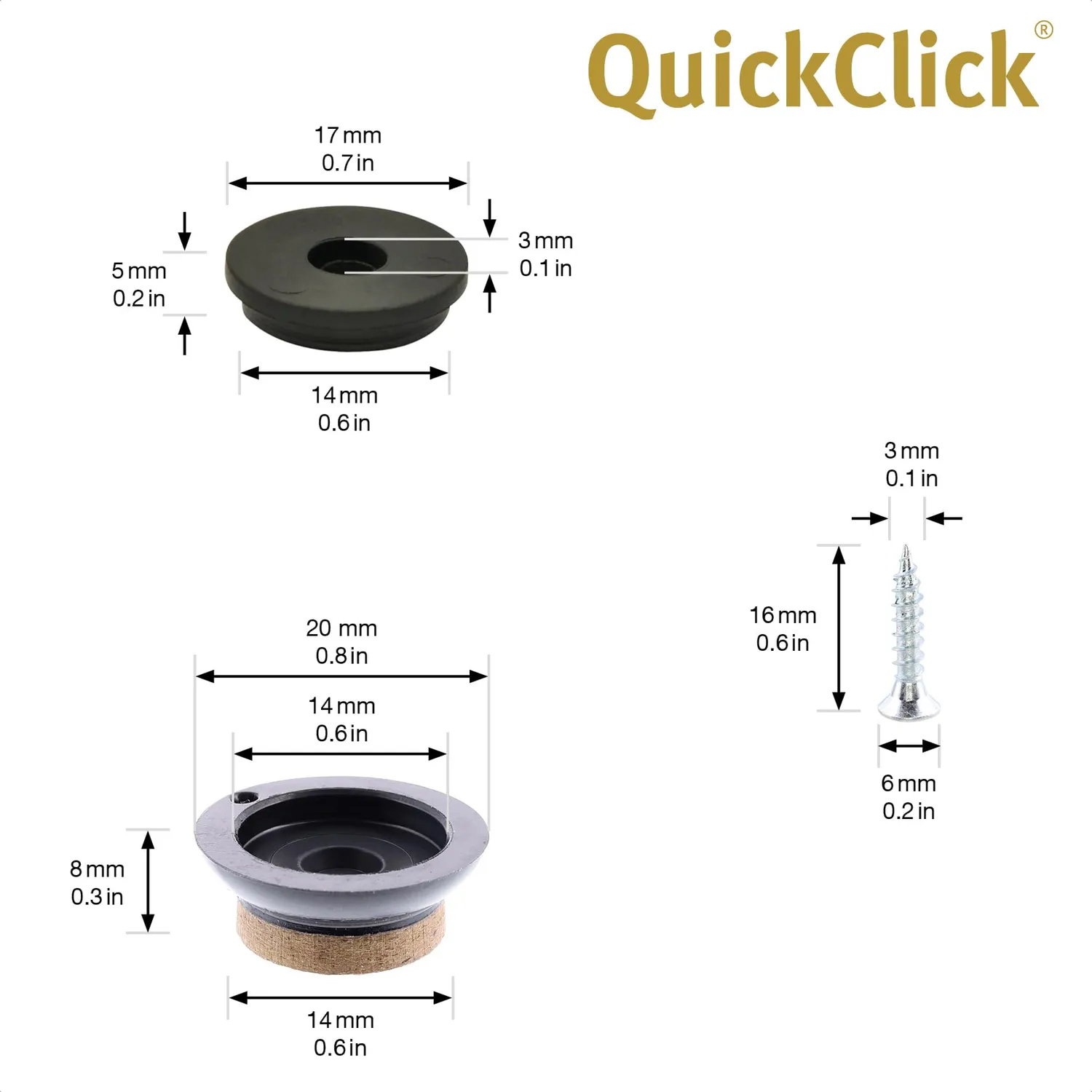 Wagner QuickClick 16781600 feltrini avvitare SYNO Slim 20 mm 4 pezzi