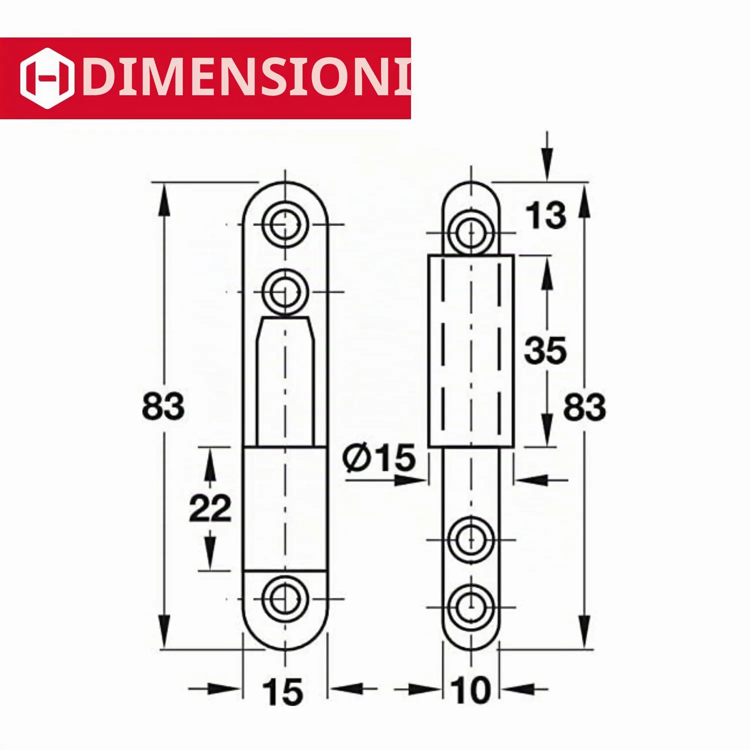 Gedotec cerniere porte legno 2 pezzi nichelato 15 mm