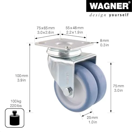 Wagner ECO RO 1577 rotella girevole morbida 75 mm 100 kg