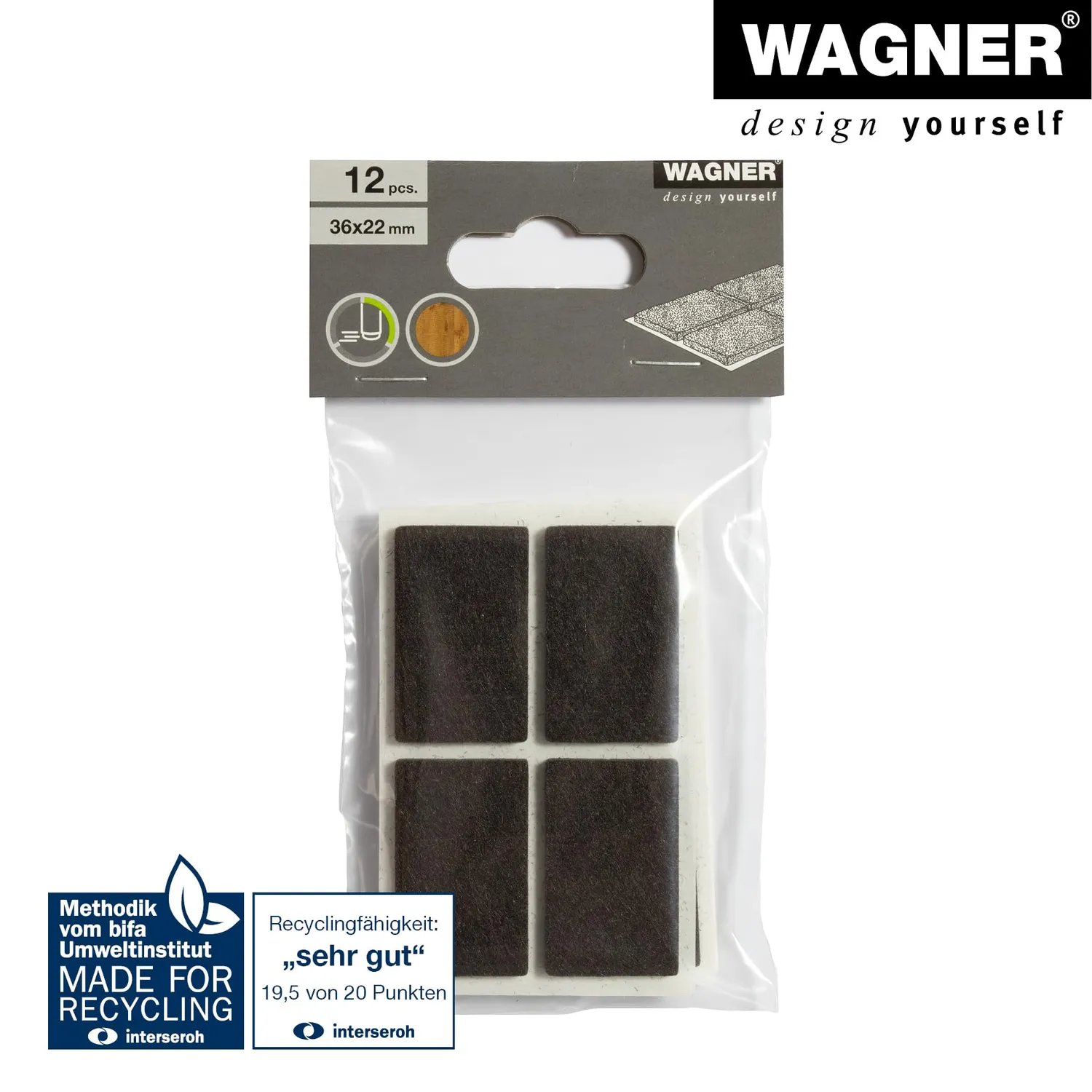 Wagner EH 1737 feltrini adesivi 22x36 mm marroni 12 pz feltro