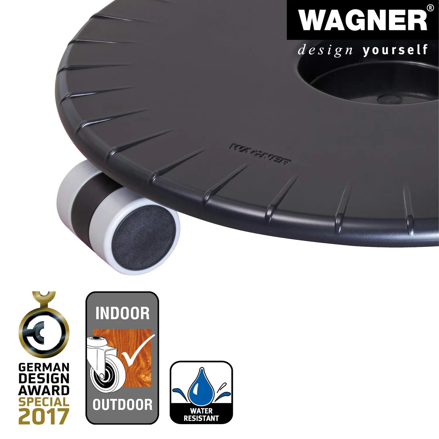 Wagner Flat carrello piante tondo 30 cm nero 80 kg