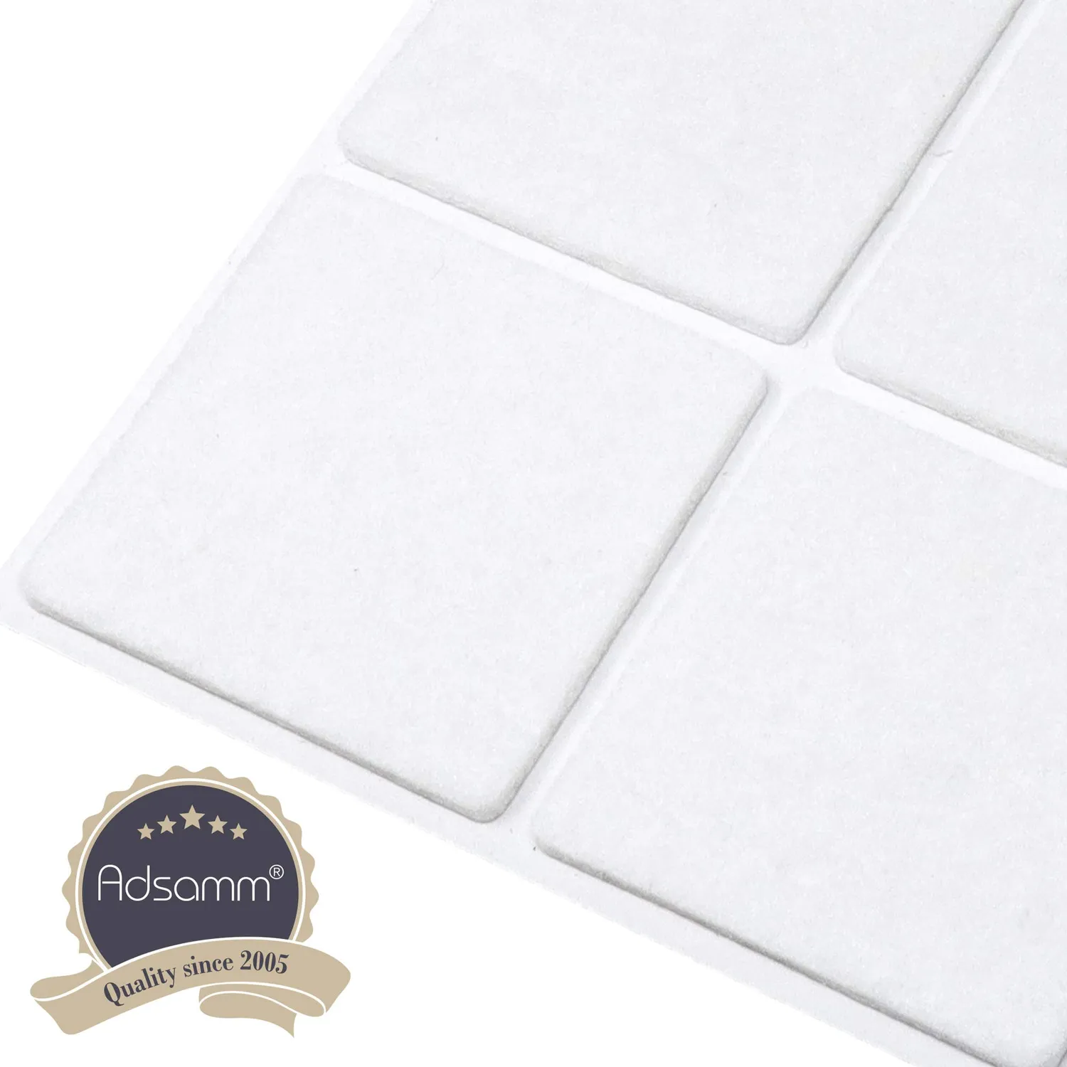 Adsamm 80 feltrini autoadesivi bianchi 50x50 mm spessore 3,5 mm