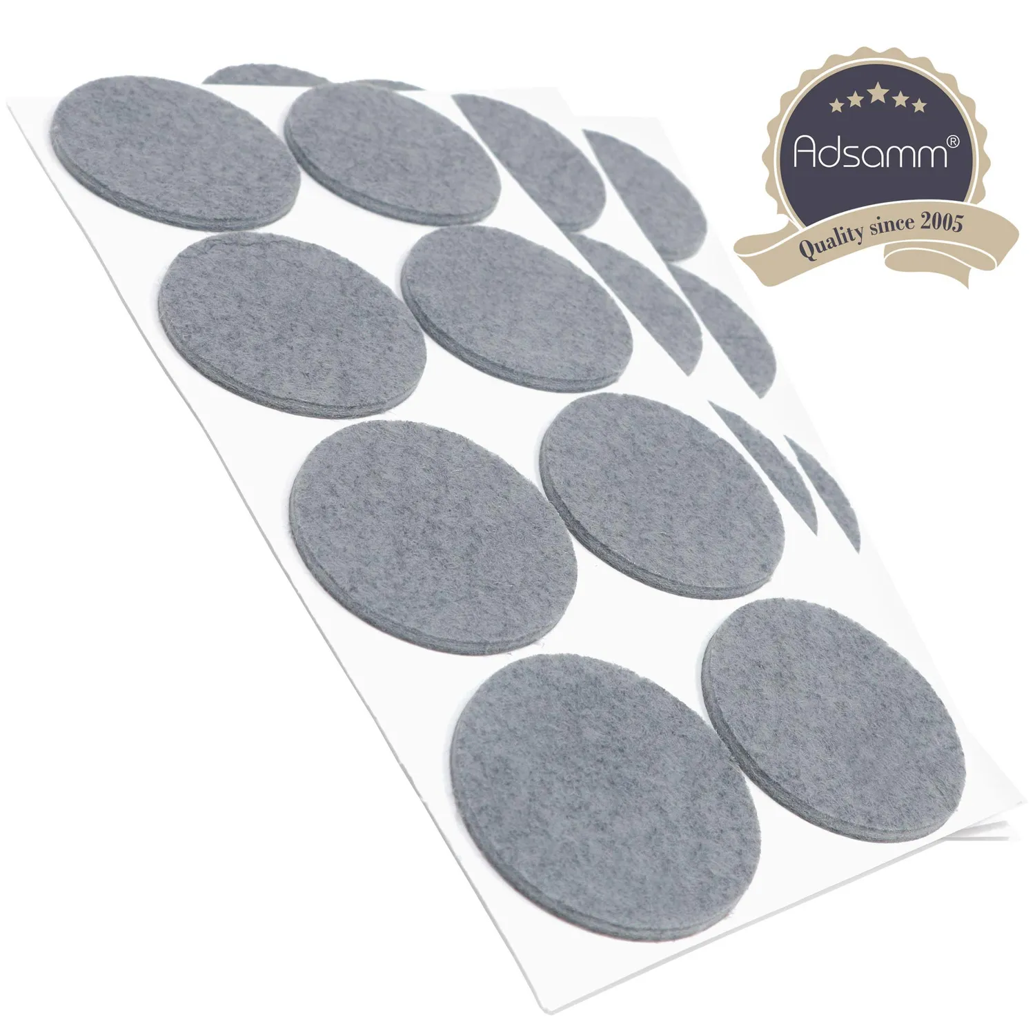 Adsamm feltrini autoadesivi Ø50mm grigi 24 pezzi feltro