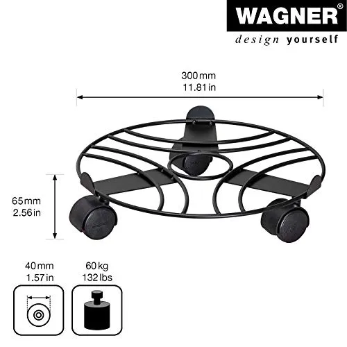 WAGNER Black sottovaso acciaio diam. 30cm h 6,5cm portata 60kg