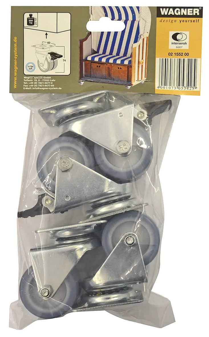 Wagner Ultrasoft ruote mobili doppie D50 mm set 4 pezzi