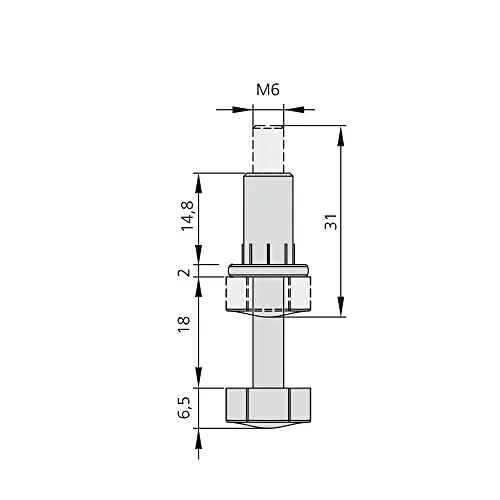 Emuca 2020015 piedino regolabile M6 20 pezzi bianco 18 mm