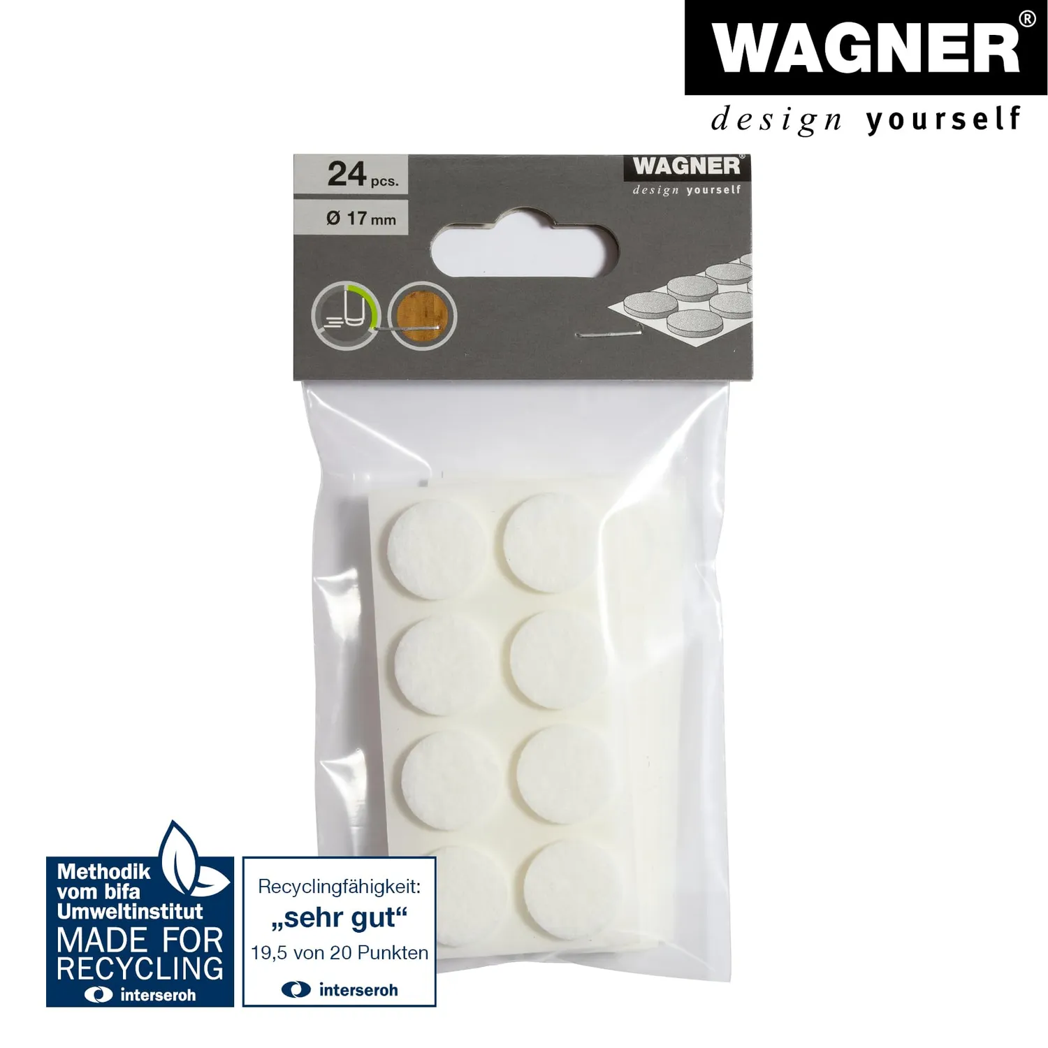 Wagner EH 1217 15121799 feltrini tondi 17 mm 24 pezzi bianchi
