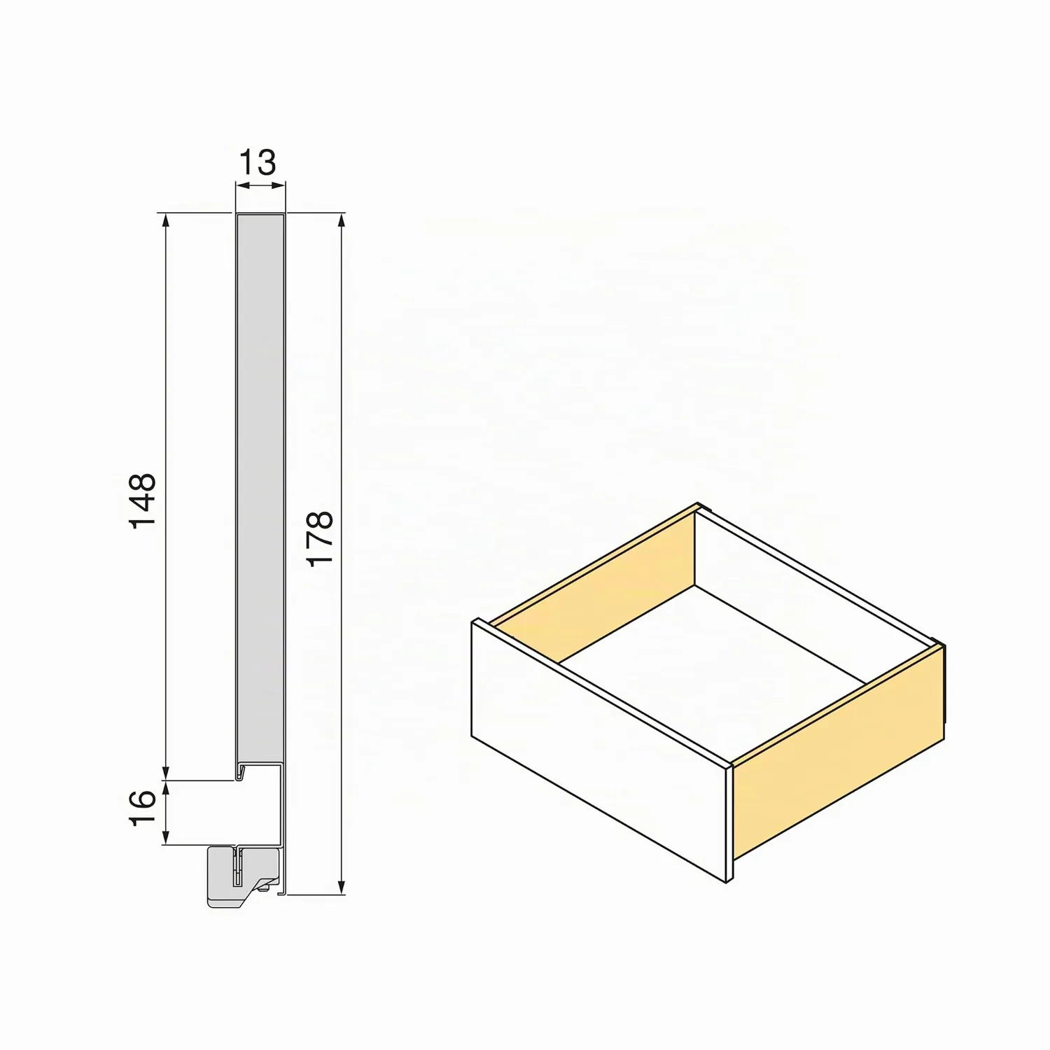Emuca Concept Kit Cassetto H178 L350 mm Bianco Soft