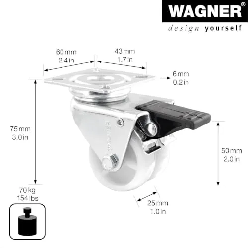 Wagner 03325201 RO 3252 rotella doppia con freno 50 mm 1 pz