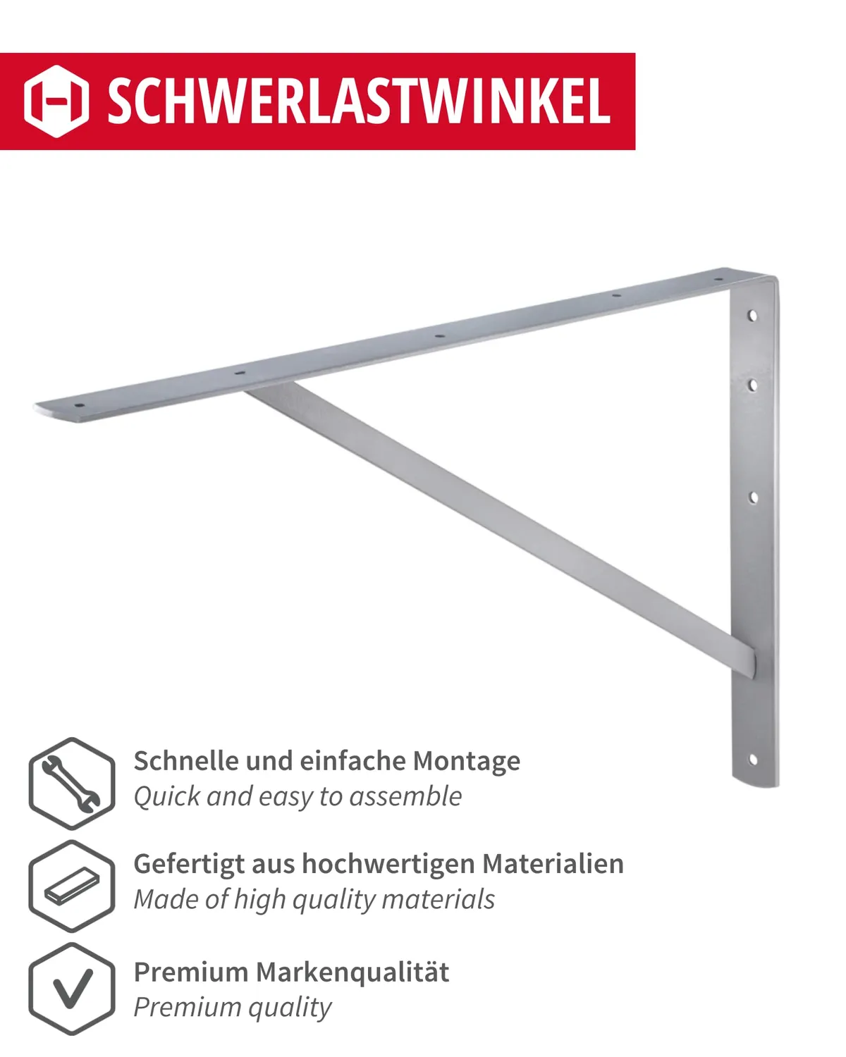 Gedotec Athena 250 mm staffa mensola argento 1 pezzo 300 kg