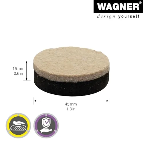 Wagner EH 1345 cuscinetti feltro 2 pezzi Ø45x15 mm autoadesivi
