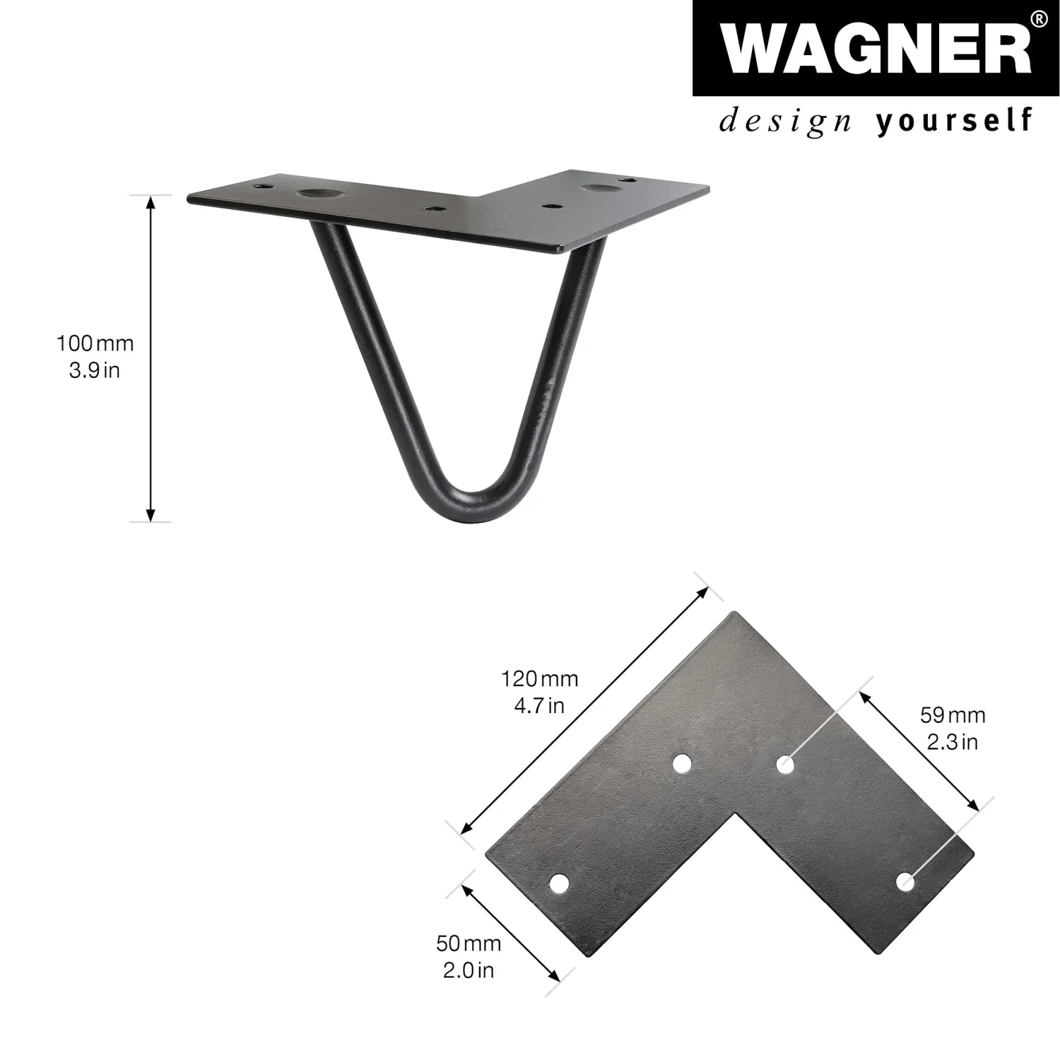 Wagner Hairpin Leg ST 8210 piede 10 cm nero