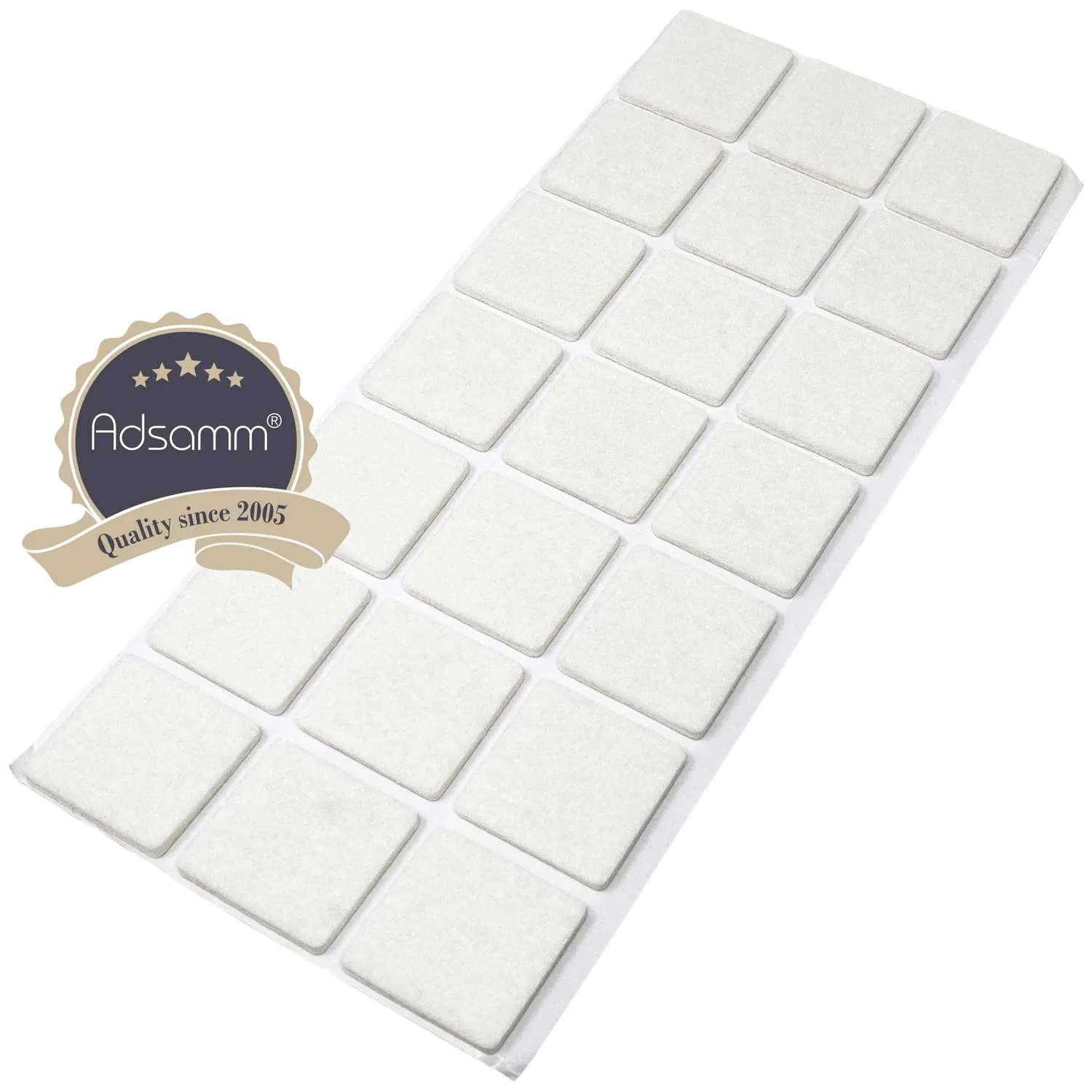 Adsamm feltrini autoadesivi quadrati 30x30 mm bianchi 21 pezzi 3,5 mm