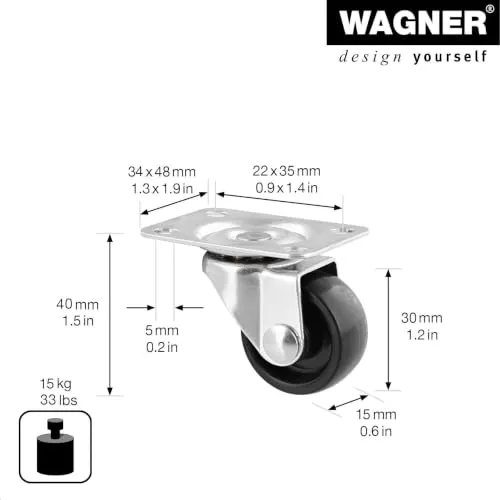 WAGNER RO 2109 rotella girevole nera 30 mm 1 pz rigida