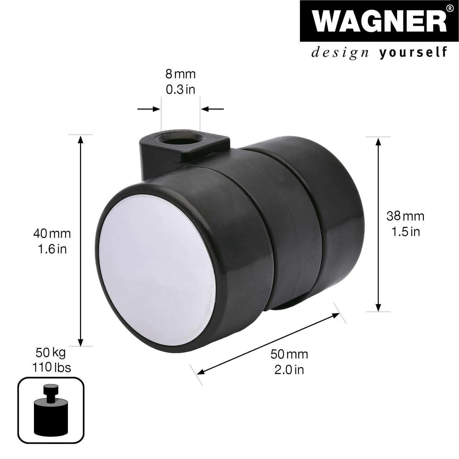 Wagner Design RO 0110 rotella doppia dura 38 mm cromata